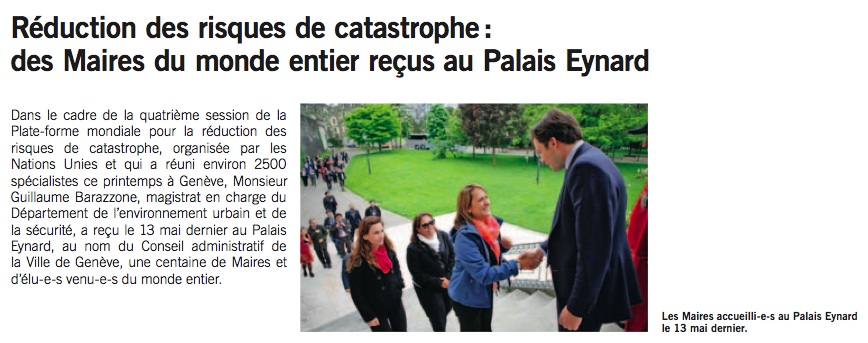 Mayors show up in Geneva for May's Global Platform for Disaster Risk Reduction in Geneva.